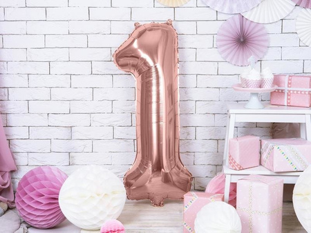 Folienballon-Zahl '1', 86cm, Rosegold