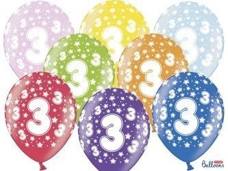 Latexballons, Strong Ballons, '3rd Birthday', Geburtstag, Metallic Mix, 30 cm, 6 Stück